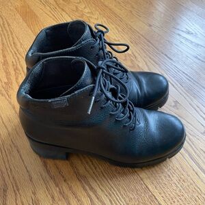Camper Black Lace Up Boots with Chunky Heel